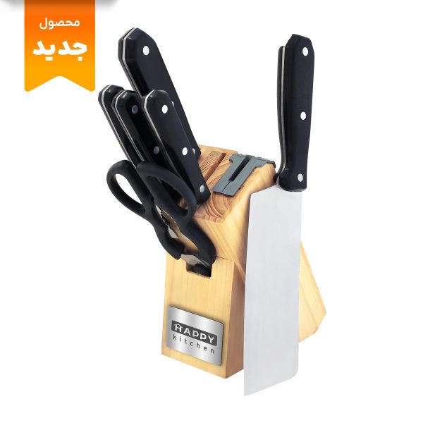 سرویس چاقوی آشپزخانه 6 پارچه هپی کیچن مدل Stone Knife به همراه استند